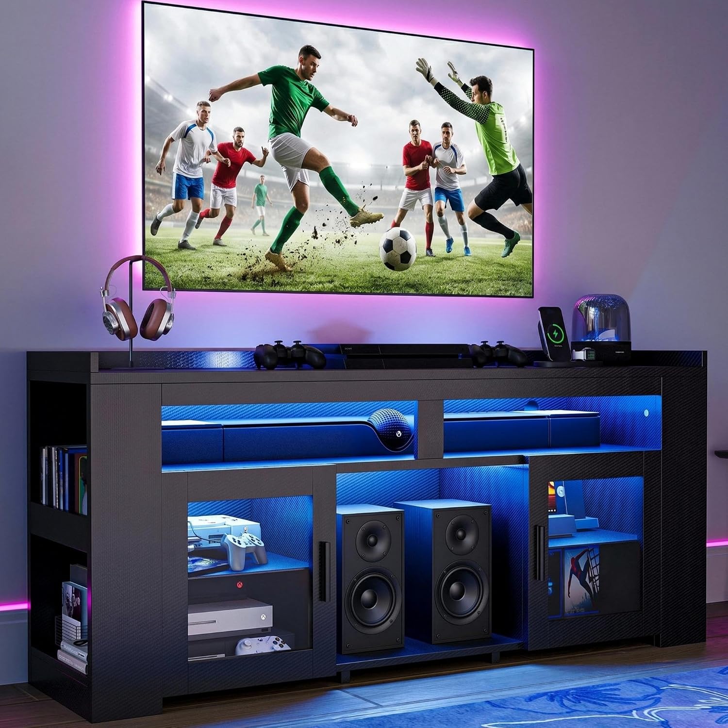 Gaming Console Room - ТВ-тумба с зарядной станцией и светодиодной
