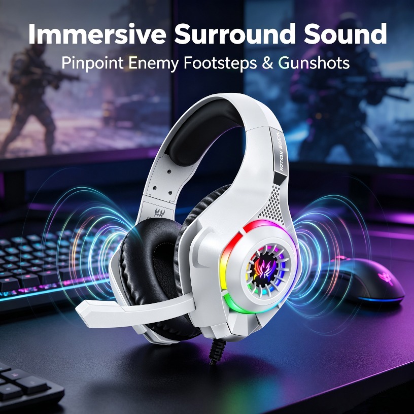 Gaming Console Headset - Проводные игровые наушники с микрофоном, RGB