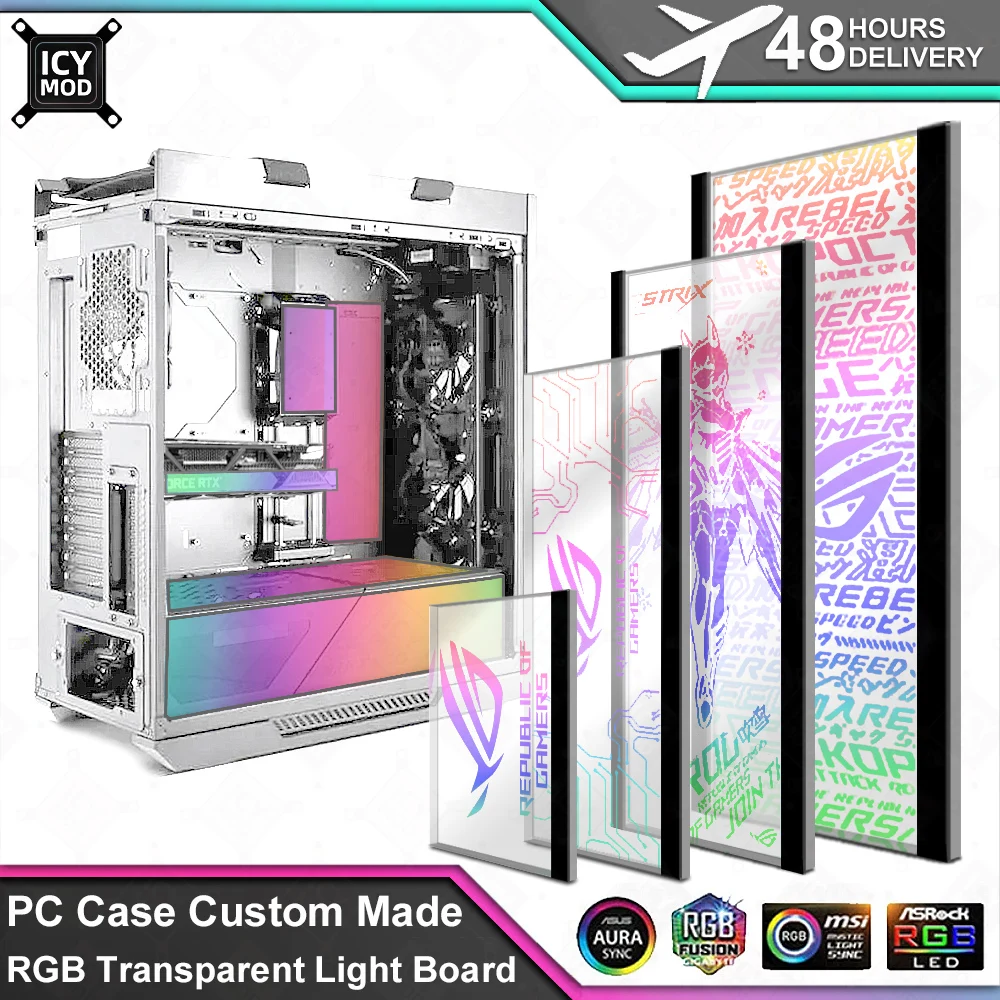 Gaming Console Tower - ICY MOD Прозрачная акриловая люминесцентная плата