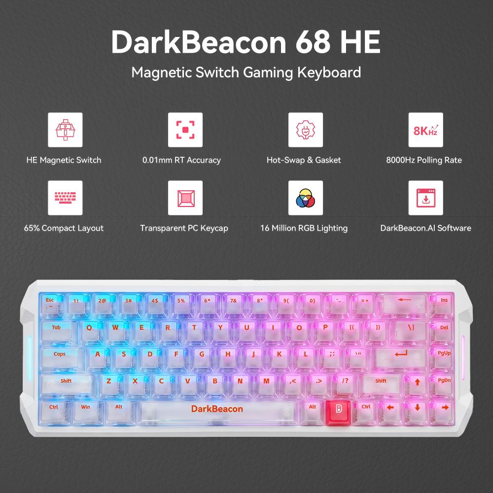Gaming Console Tower - Игровая клавиатура DarkBeacon Flux 68 HE,
