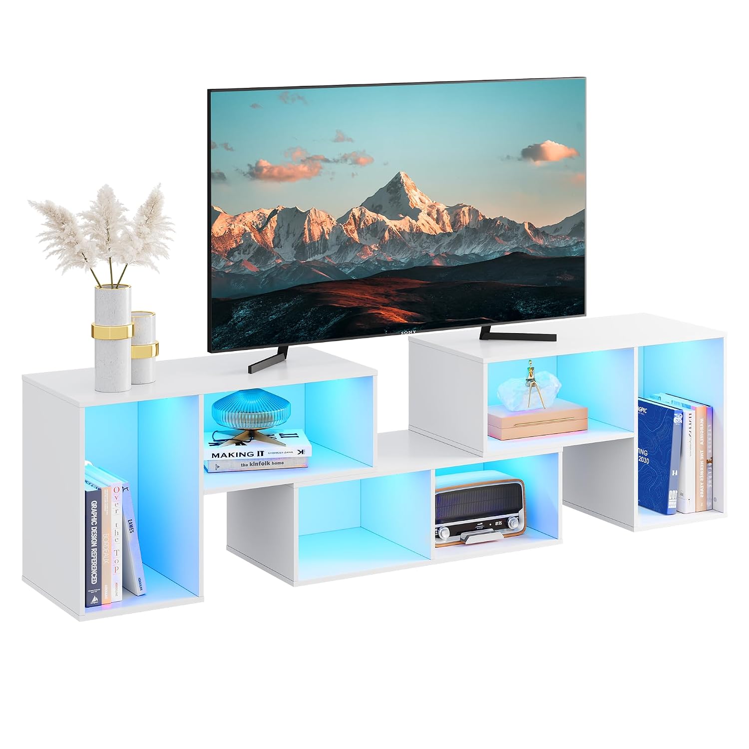 Gaming Console Room - Деформируемая ТВ-тумба с LED-подсветкой, современный медиа-центр,