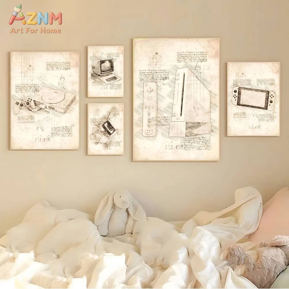 Винтажный постер AZNM: Эскиз и – обзор и цена Gaming Console Room