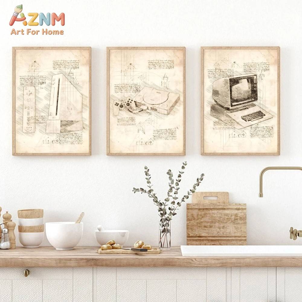 Винтажный постер AZNM: Эскиз и – обзор и цена Gaming Console Room
