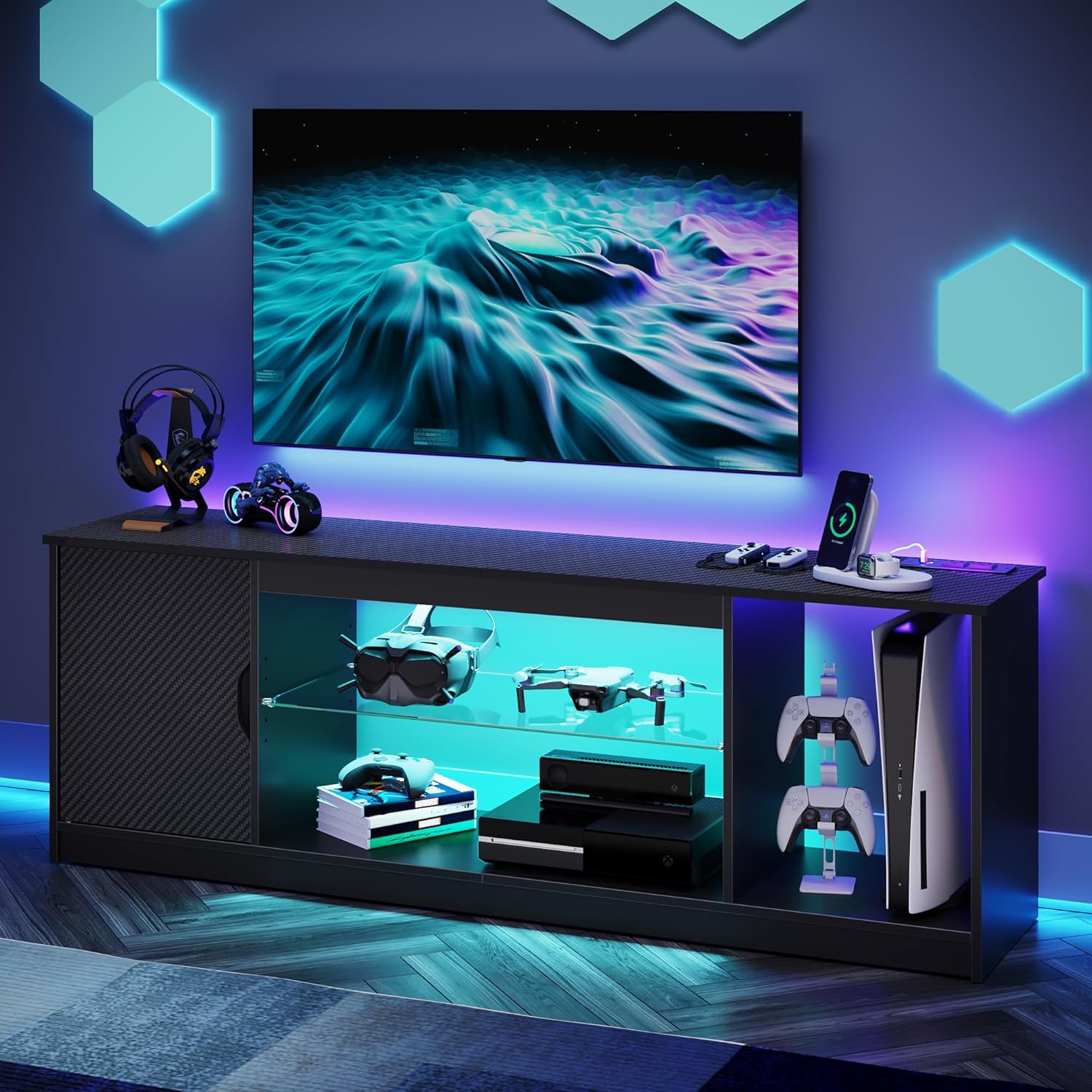 Тумба под телевизор с розеткам – обзор и цена Gaming Console Room